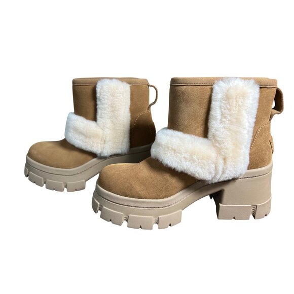 UGG Brown and Cream Fur Ankle Booties - Picture 5 of 10